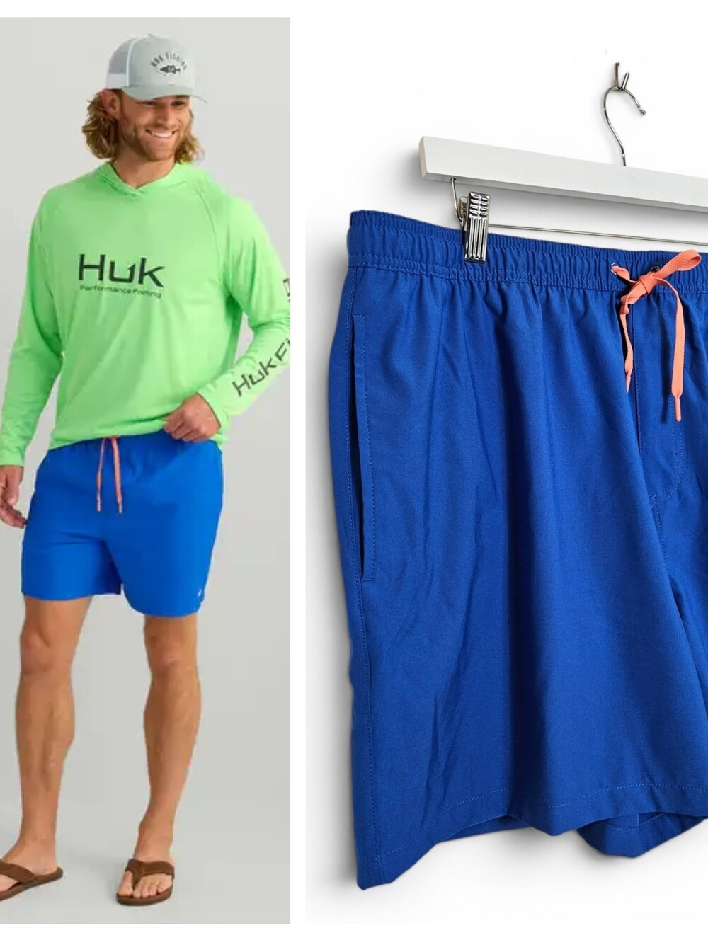 HUK Pursuit Volley Swim Shorts XXL Fishing UPF 30+ Mesh Lined Ocean Blue NWT